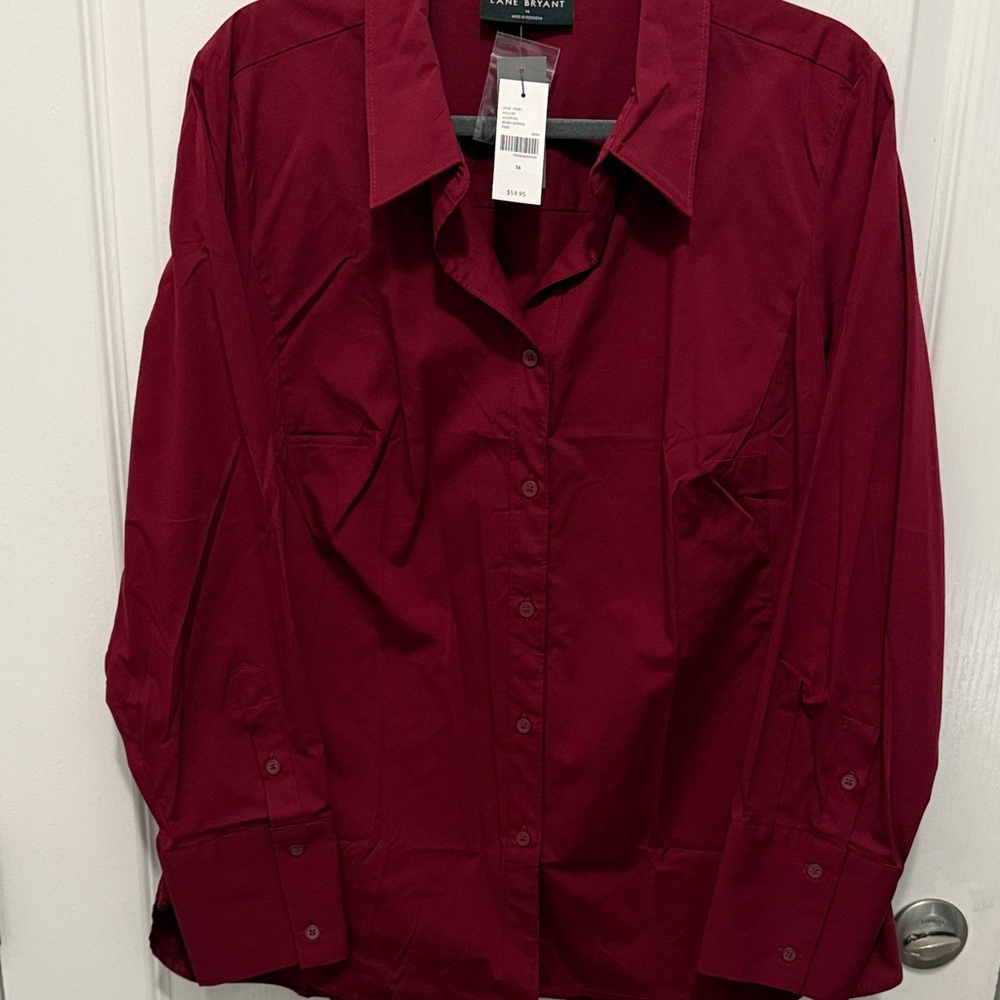 Lane Bryant Burgundy Button-up Blouse